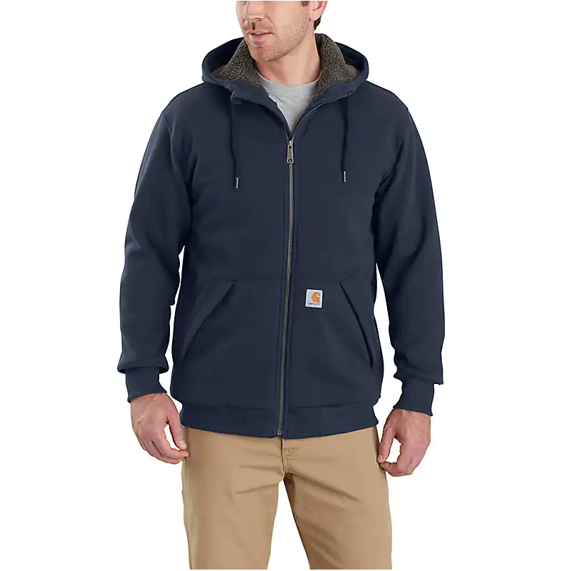 Carhartt - Sudadera con cremallera completa, forro sherpa, ajuste holgado, peso medio Rain Defender para hombre - 103308