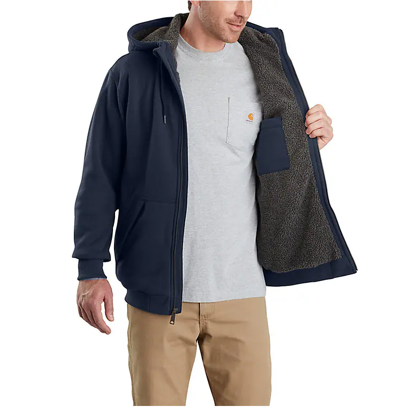 Carhartt - Sudadera con cremallera completa, forro sherpa, ajuste holgado, peso medio Rain Defender para hombre - 103308