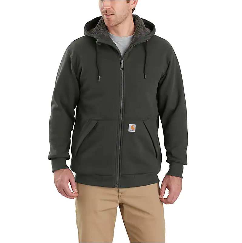 Carhartt - Sudadera con cremallera completa, forro sherpa, ajuste holgado, peso medio Rain Defender para hombre - 103308