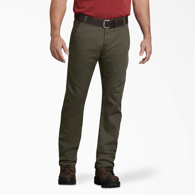 Dickies - Pantalón de carpintero de pato de ajuste regular FLEX para hombre - DP802 Verde musgo