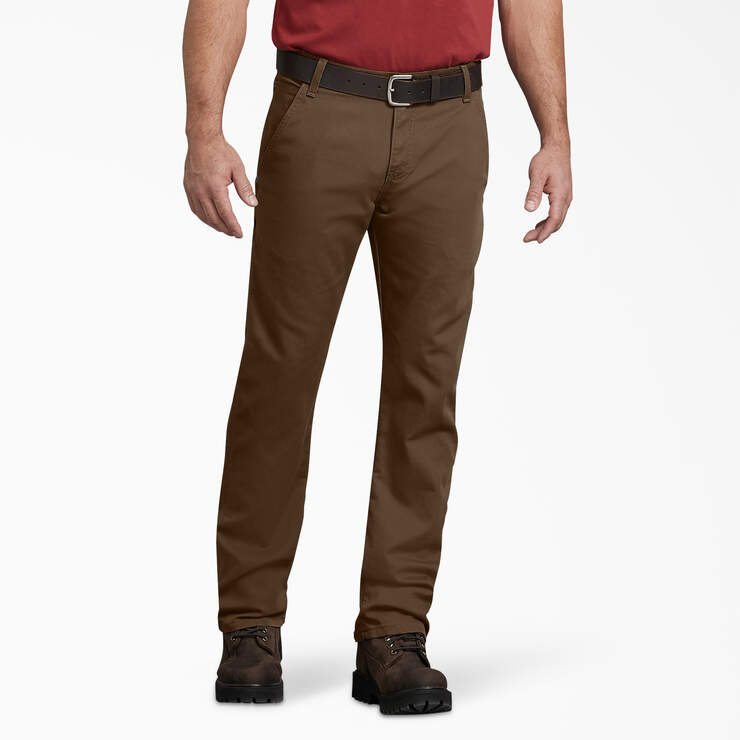Dickies - Pantalón de carpintero de pato de ajuste regular FLEX para hombre - DP802 Timber Brown