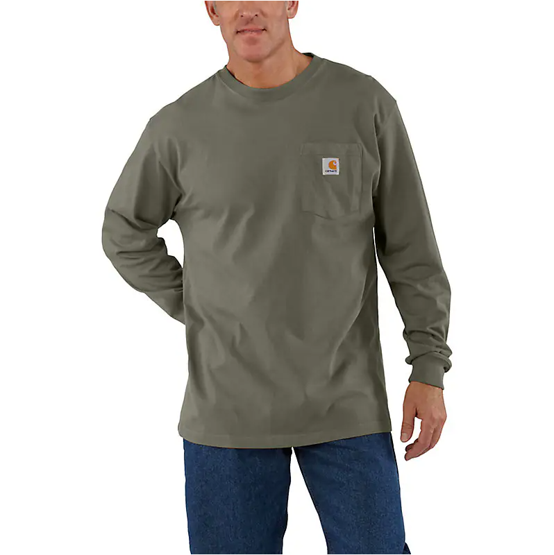 Carhartt - Camiseta de manga larga de ajuste holgado de tejido grueso con bolsillo para hombre - K126