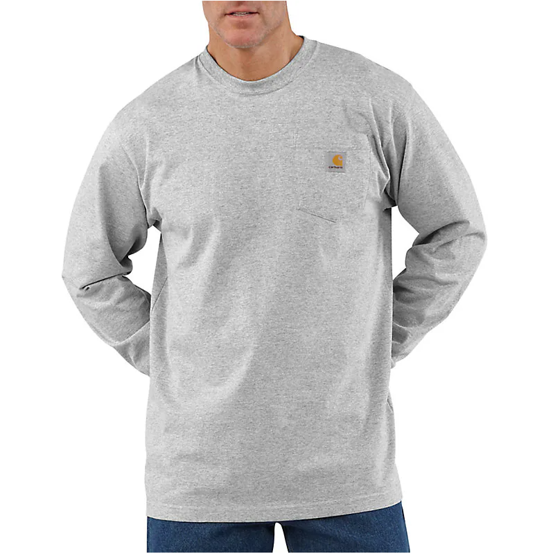 Carhartt - Camiseta de manga larga de ajuste holgado de tejido grueso con bolsillo para hombre - K126