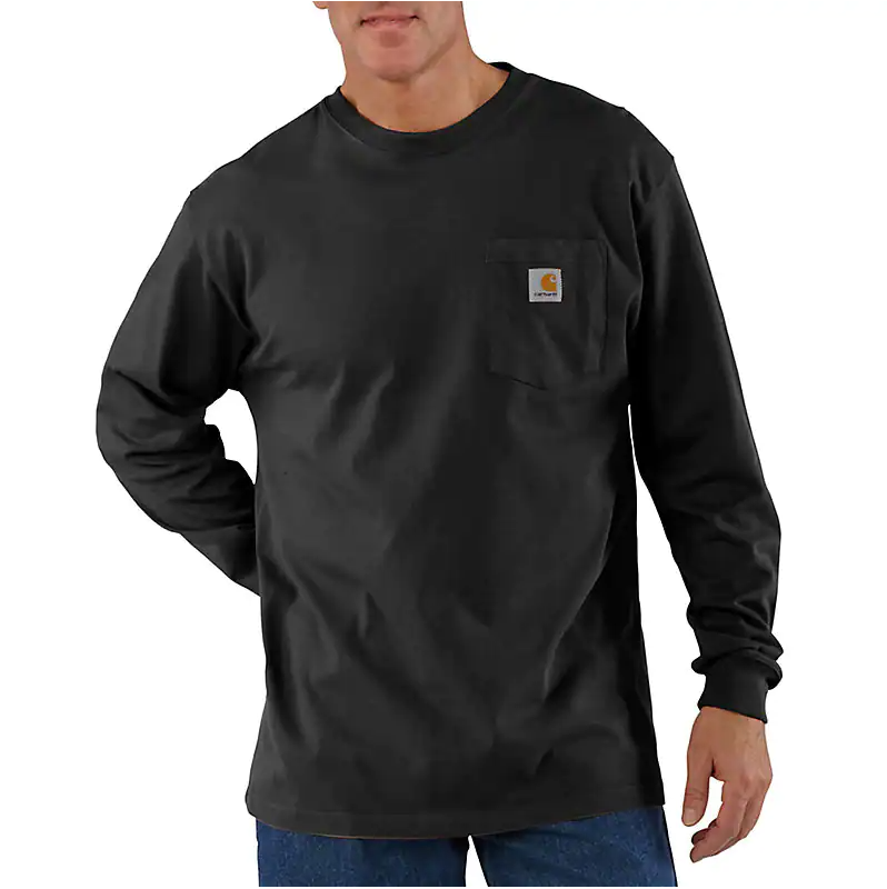 Carhartt - Camiseta de manga larga de ajuste holgado de tejido grueso con bolsillo para hombre - K126