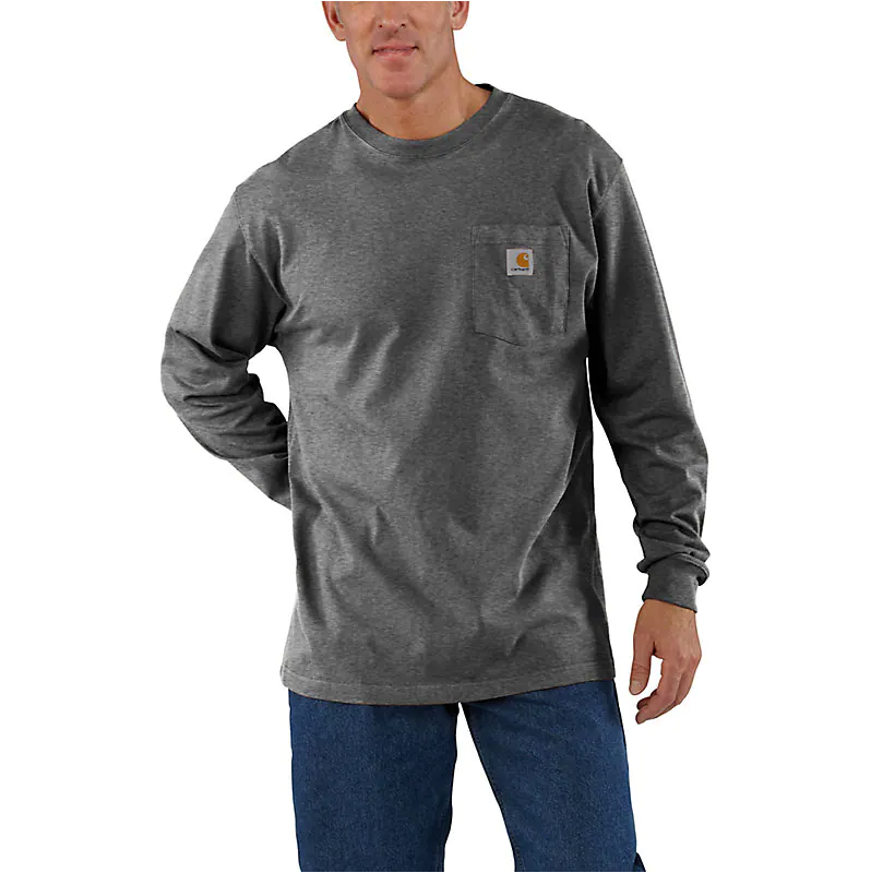 Carhartt - Camiseta de manga larga de ajuste holgado de tejido grueso con bolsillo para hombre - K126