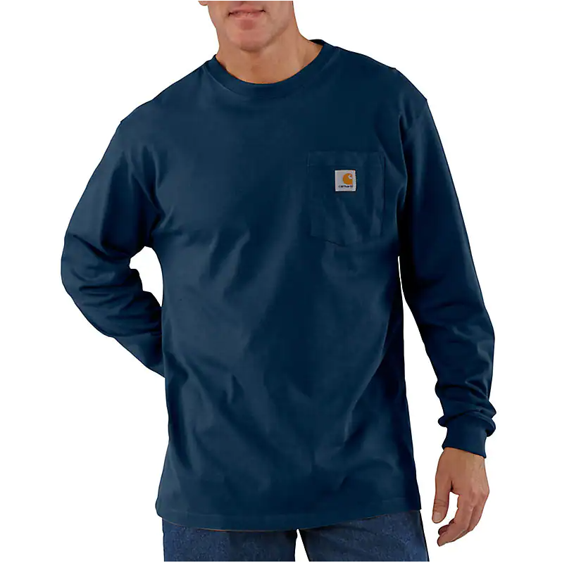 Carhartt - Camiseta de manga larga de ajuste holgado de tejido grueso con bolsillo para hombre - K126