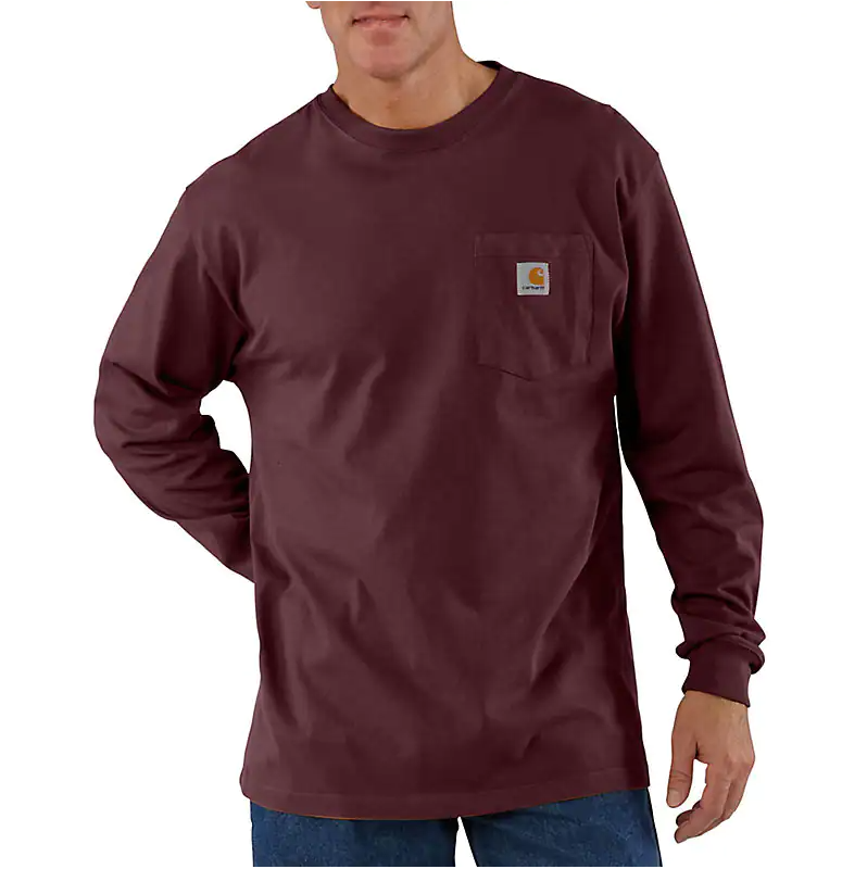 Carhartt - Camiseta de manga larga de ajuste holgado de tejido grueso con bolsillo para hombre - K126